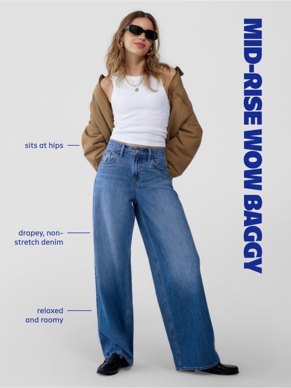 Old Navy Wide-Leg Mid-Rise Baggy Jeans - Blue Denim